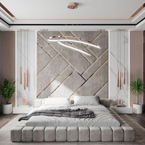 Upholstered Headboards Wall Panels & Bed Frames Any Size! Custom Made To Your Desire - Any Design! Wall Decor Easy to Install - USA Company