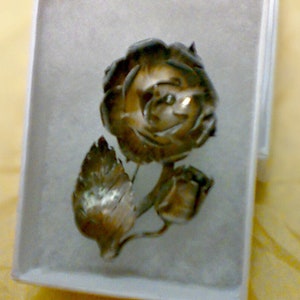 Vintage Mexican Taxco Silver Rose Brooch