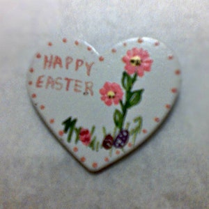 Hand Painted Wooden Happy Easter Pin