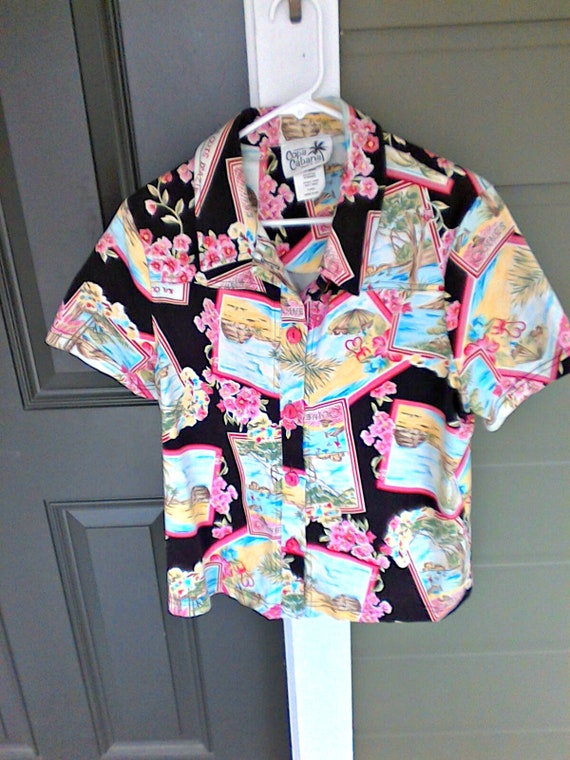 Vintage Ladies Copa Cabana Tropical Print Blouse - image 2