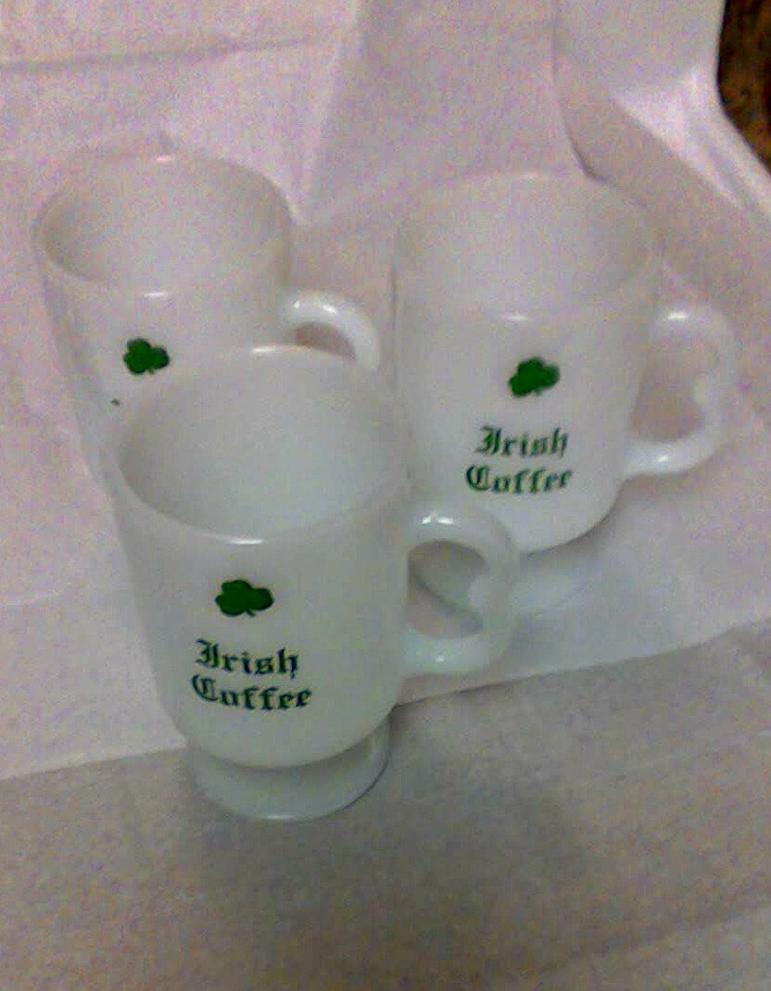 3 Vntg Glass Irish Coffee Cups Mug Stemmed Milk White Etsy