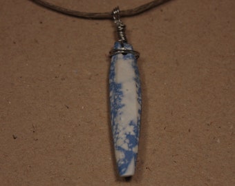 Porcelain pendant white and blue - Primitive "Stalactite 2" -