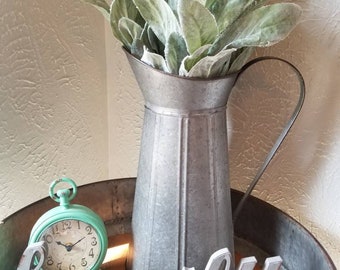 Lambs Ear Galvanized Pitcher