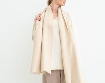 Handmade Baby Cashmere Shawl: Luxury Soft Scarf, Artisan Woven Wrap beige color