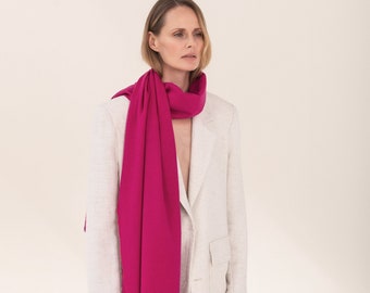 Cashmere Large Italian Scarf Stole Shawl Wrap of premium quality in Rich Bougainvillea color packed in gift box