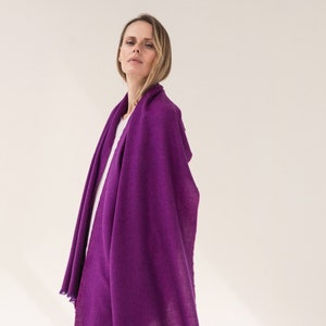 Royal Purple Cashmere Scarf: Italian Twill Weave Large Stole