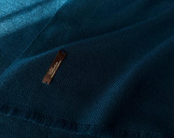 Baby cashmere scarf Chadrin  petrol blue color super soft handmade