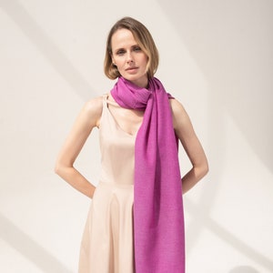 Cashmere Large Scarf in Rich Peony color