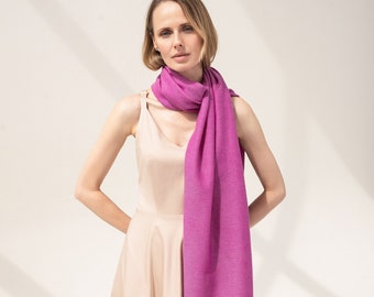 Cashmere Large Scarf in Rich Peony color