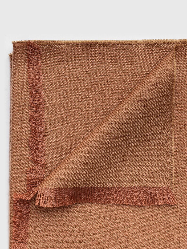 Cashmere and silk Italian woman scarf shawl stole wrap of premium quality, color Caramel light brown packed in gift box image 5