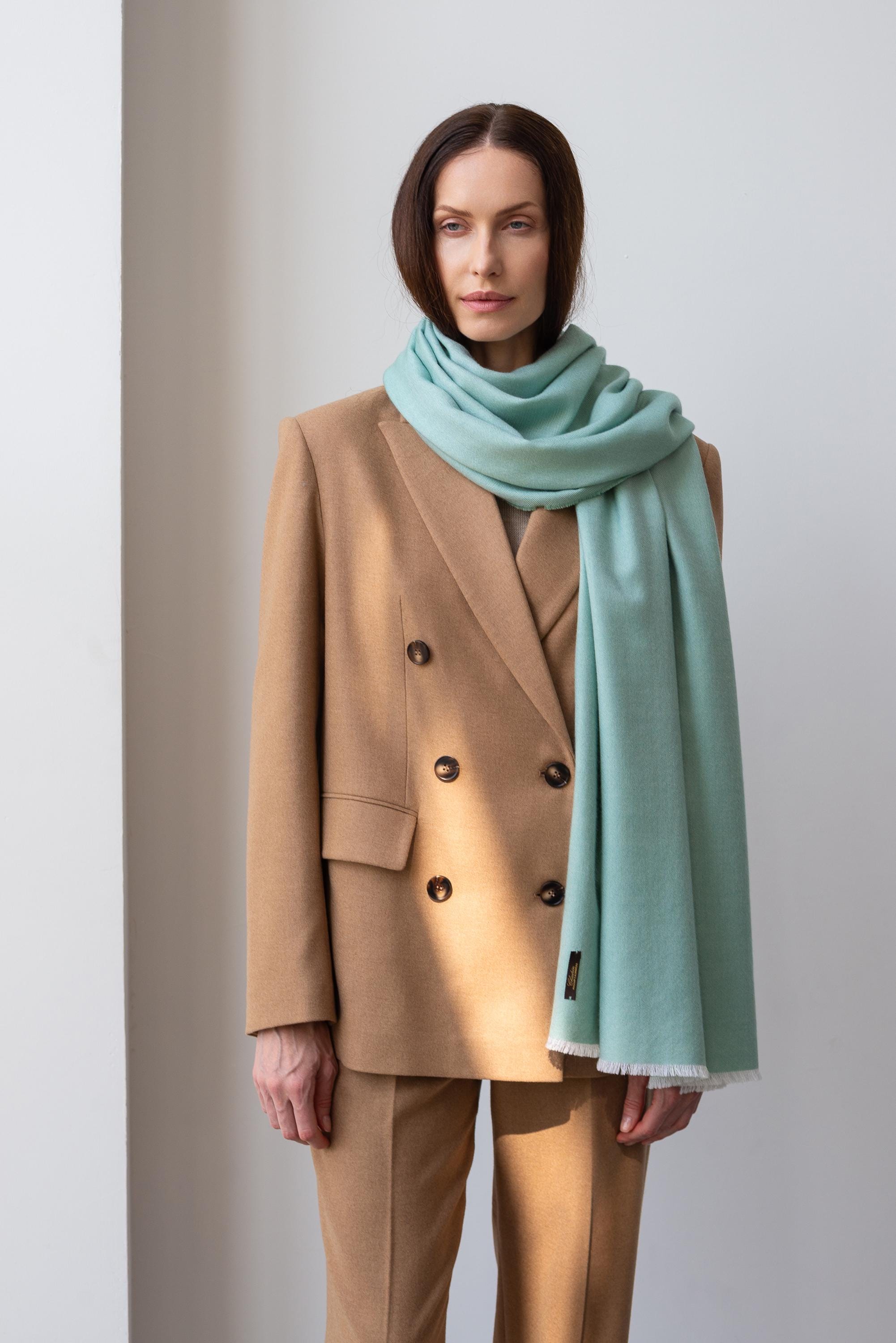 Sage Green Cashmere Silk Scarf: Italian Stole Shawl Gift Box - Etsy