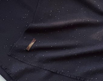 Handmade Baby Cashmere Shawl: Luxury Soft Scarf, Artisan Woven Wrap Blue navy with paillettes