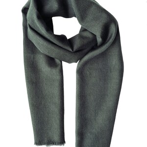 Cashmere and silk Italian scarf of premium quality Chadrin deep dark green color packed in gift box image 4
