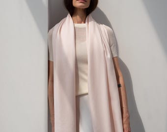 Cashmere Silk Scarf: Italian Rose Quartz Shawl, Gift Box Included
