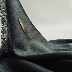 Cashmere and silk Italian scarf of premium quality Chadrin deep dark green color packed in gift box image 3