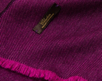 Italian Cashmere Scarf: Large Twill Weave Stole, Rich Berry Burgundy