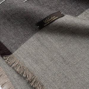 Cashmere Silk Scarf: Grey with Dark Stripes, Loro Piana Yarn