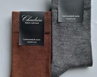 A pair of cashmere and silk socks made from italian yarn of premium quality