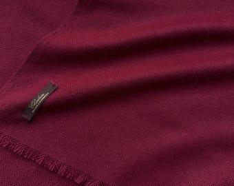 Handmade Baby Cashmere Shawl: Luxury Soft Scarf, Artisan Woven Wrap burgundy