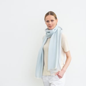 Cashmere and silk scarf color Light blue