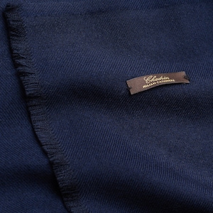 Large Merino Silk Scarf: Classic Dark Blue Shawl Wrap