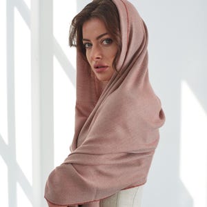 Sparkling Rosé Cashmere Silk Scarf: Italian Shawl Wrap