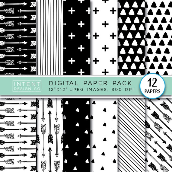 Scandinavian Digital Paper Pack Black And White Digital Etsy
