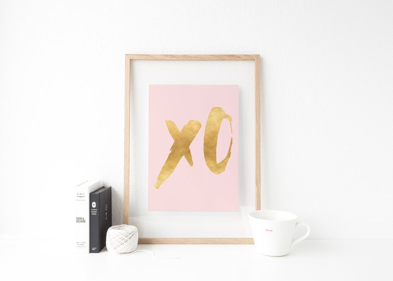 Pink and Gold Wall Art xoxo Xo Print Xo Wall Art Gold and Etsy