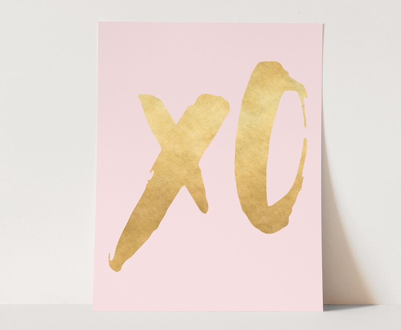 Pink and Gold Wall Art xoxo Xo Print Xo Wall Art Gold and Etsy