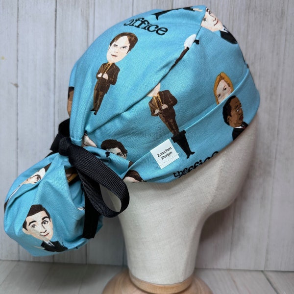 Office Staff Ponytail Scrub Cap for Women, Comedy OR Surgical Hat, TV Show Characters Sitcom Fan Doctor Nurse Medical CRNA Dental Pedi/ Vet