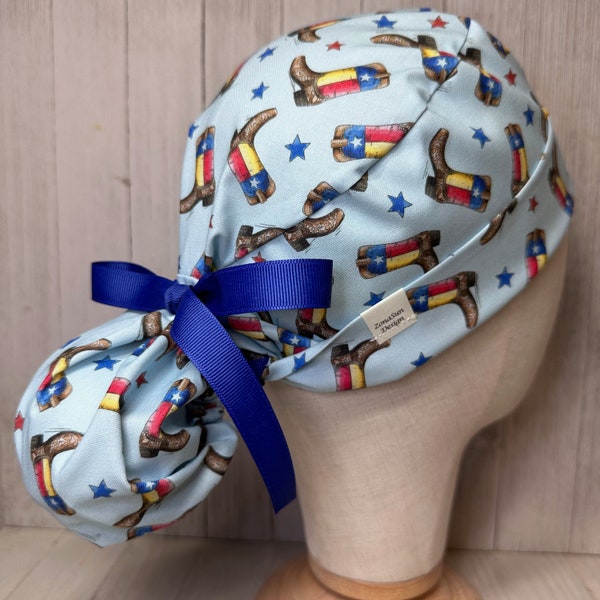 Ponytail Scrub Cap Texas Etsy