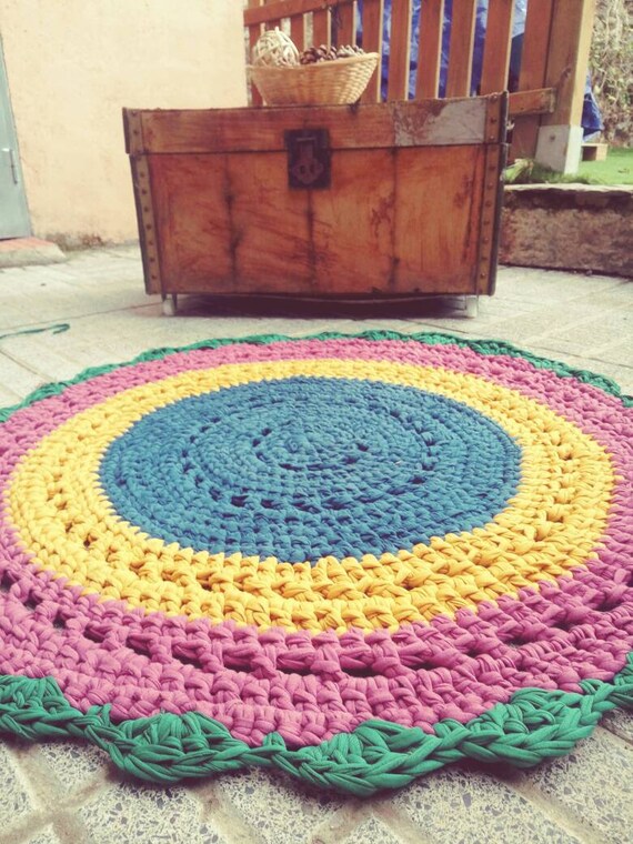 T Shirt Yarn Rug Model Sunflower Crochet Rug Nursery Decor Etsy