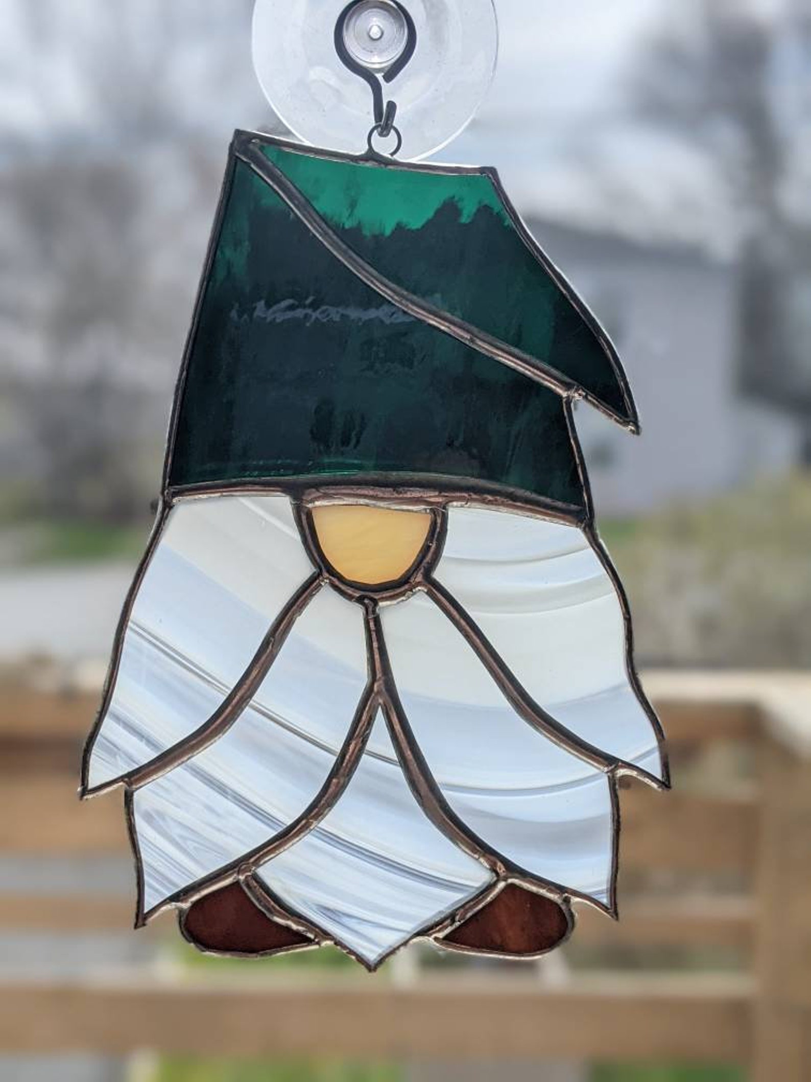 Scandinavian Gnome Stained glass ornament Etsy