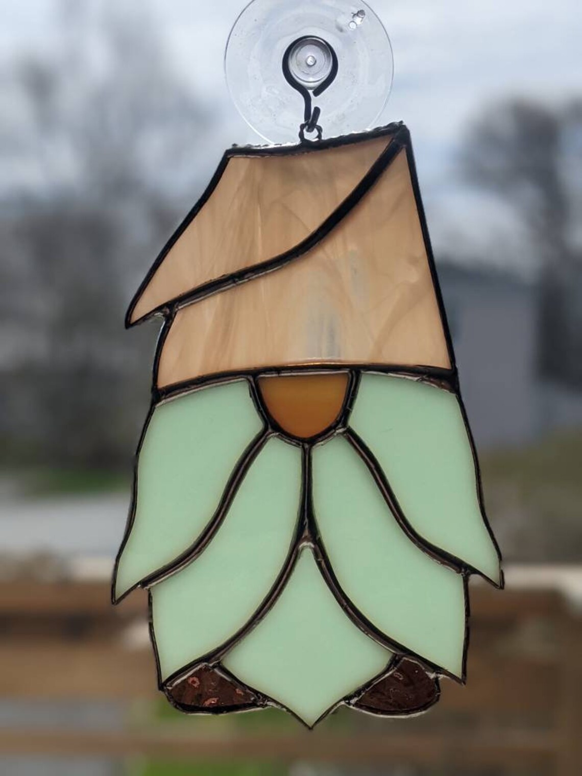 Scandinavian Gnome Stained glass ornament Etsy