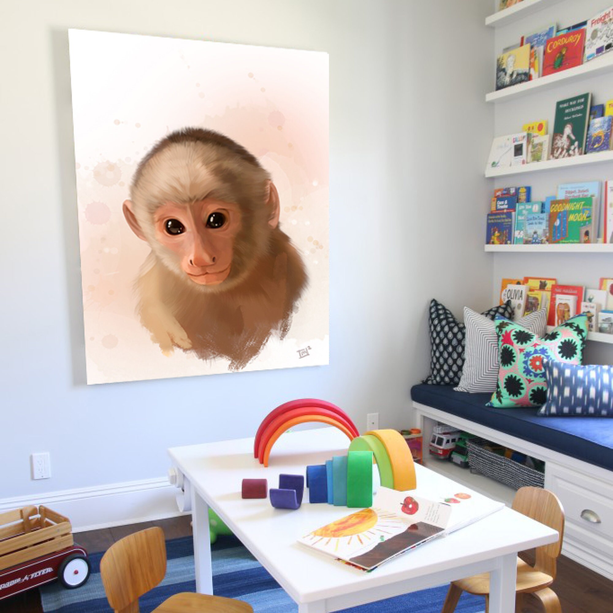 Monkey Baby Nursery Animals Exclusive Souvenir Painting Etsy