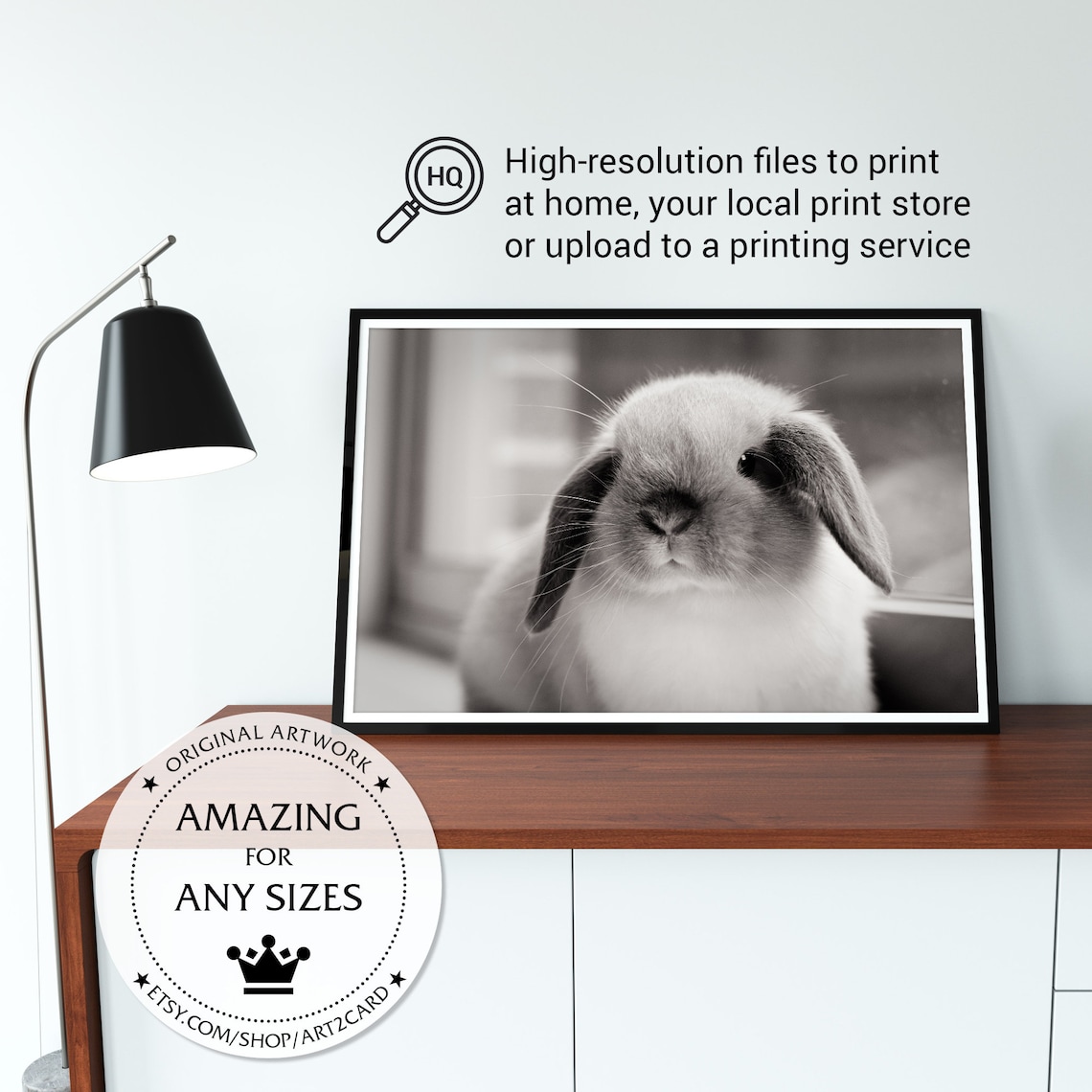 Rabbit Wild Animal Digital Download Wall Art Print Printable Room Large ...