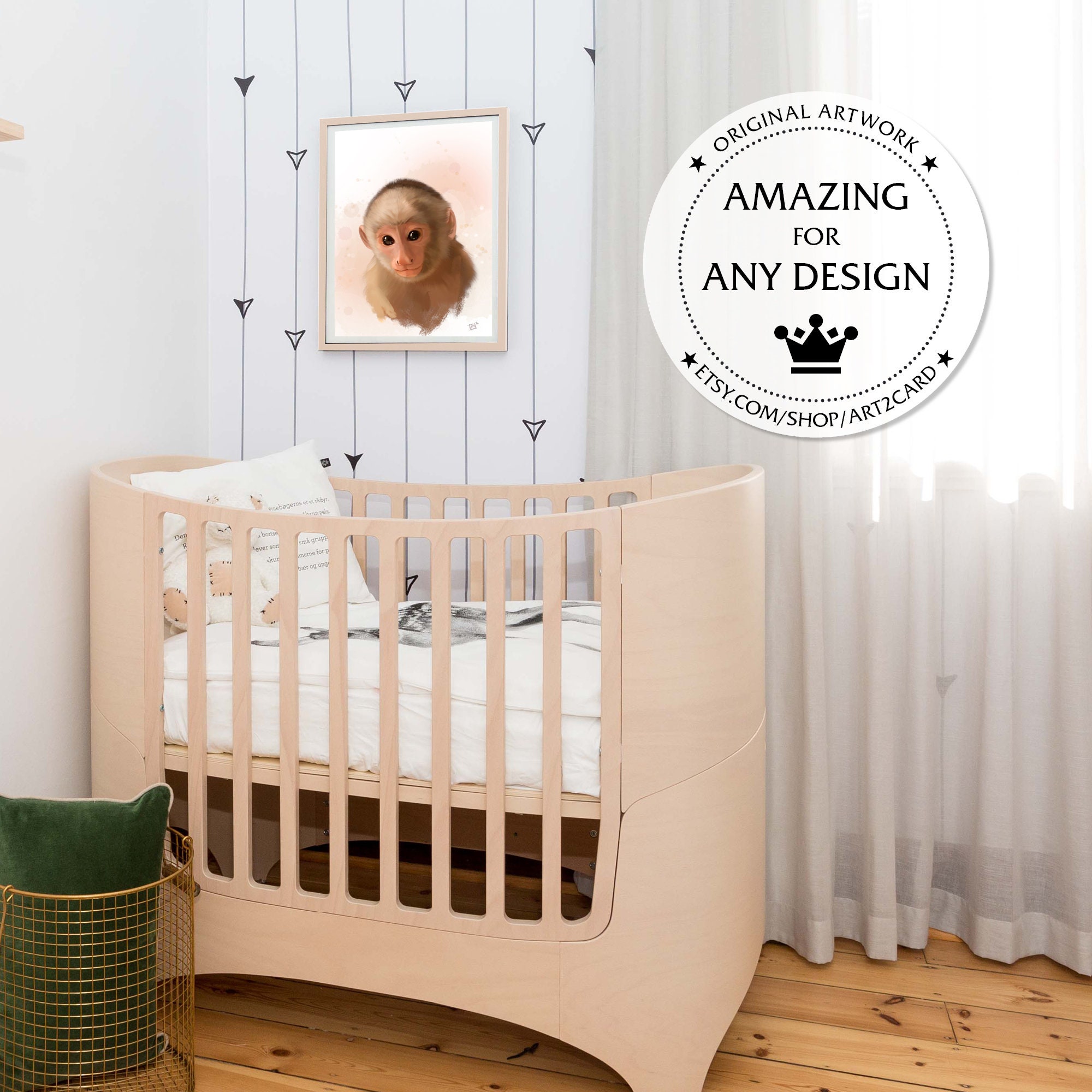 Monkey Baby Nursery Animals Exclusive Souvenir Painting Etsy