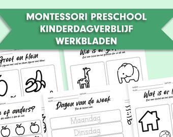 Printbare Montessori Preschool Kinderdagverblijf Werkbladen