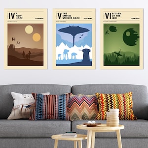 Minimalist Movie Poster Set of 3: Vintage Film Art Prints