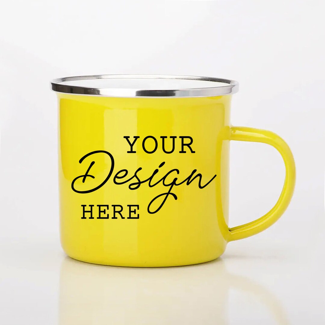 Custom Enamel Mug Mug Own Design Personalised Enamel Mug Etsy