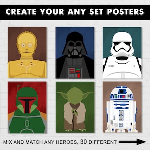 DIY Heroes Poster Set: Minimalist Vintage Wall Art