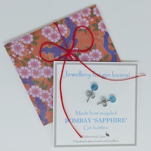 Recycled Gin Bottle Glass Earrings, Surgical Steel Posts, Eco Friendly