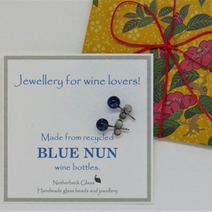 Recycled Wine Bottle Glass Earrings, Handmade Wine Lover Gift