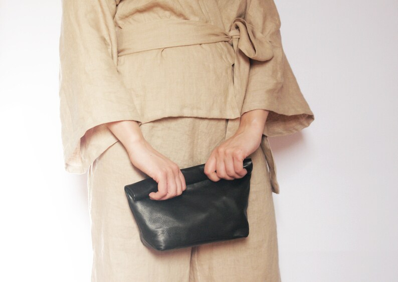 Leather Fold Clutch Leather Lunch Bag Clutch Leather Folded Etsy