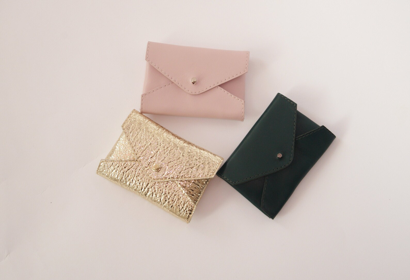 Forest green Leather envelope wallet card holder Envelope card Etsy