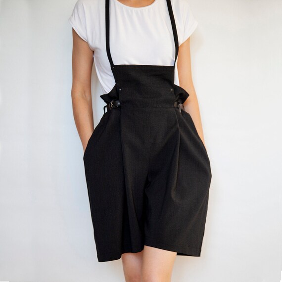 black jumpsuit with suspenders