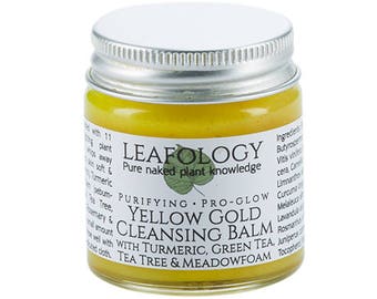 Yellow Gold Cleansing Balm with Turmeric, Green Tea, Tea Tree & Meadowfoam | Glass jar (not plastic!)