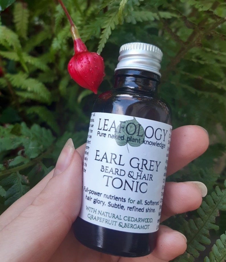 Earl Grey Beard & Hair Tonic with Cedarwood, Grapefruit and Bergamot Zero waste glass bottle, vegan image 9