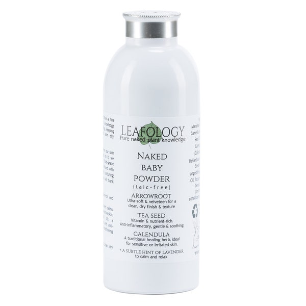 Naked Baby Powder | Talc-free, metal shaker-bottle, zero waste, gentle, sensitive skin, dry shampoo, vegan skincare, natural, plant-based