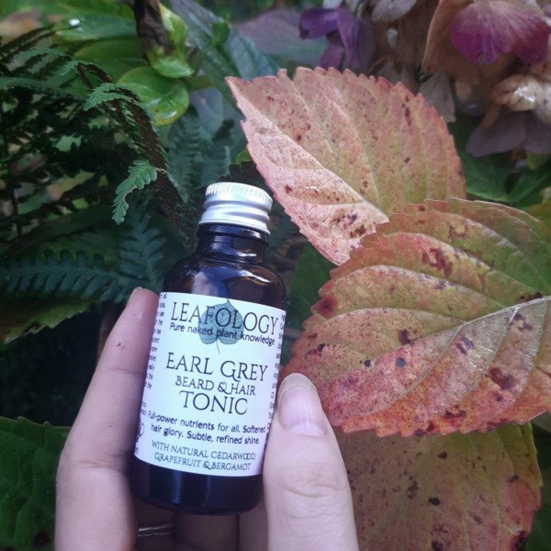 Earl Grey Beard & Hair Tonic with Cedarwood, Grapefruit and Bergamot Zero waste glass bottle, vegan image 8